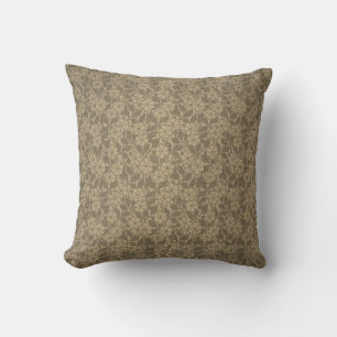 Coussin Vintage Français Textile Gris Or Tissu
