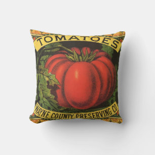 Coussin Vintage Fruit Crate Étiquette Art, Wayne Co Tomate