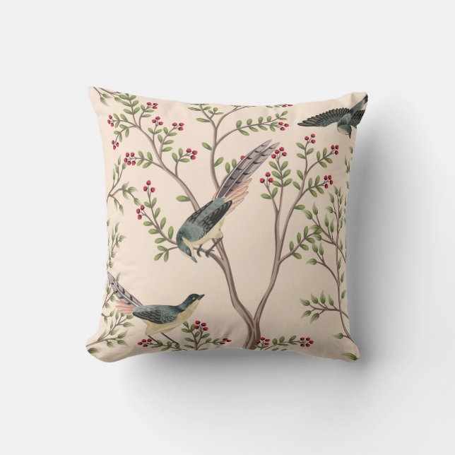 Coussin Vintage garden tree, bird floral seamless  (Recto)