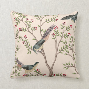 Coussin Vintage garden tree, bird floral seamless