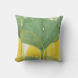 Coussin Vintage Ginkgo Biloba : Feuilles tropicaux
