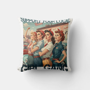 Coussin Vintage Girl Gang Retro Design esthétique