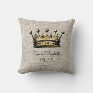 Coussin Vintage Gold Crown Memorial Keepsaké texte personn