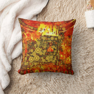 Coussin Vintage Gold Fire Abstrait