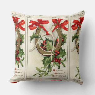 Coussin Vintage Golden Horseshoe Wishbone Noël
