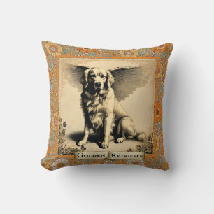 Coussin Vintage Golden Retriever Angel Personnalisé