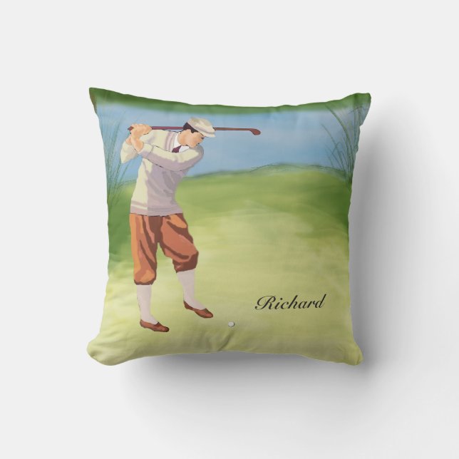 Coussin Vintage Golfer de Riverbank (Recto)