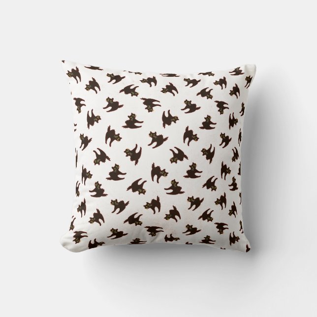 Coussin Vintage gothique Citrouille d'Halloween (Recto)