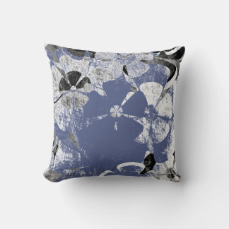 Coussin Vintage gris noir floral