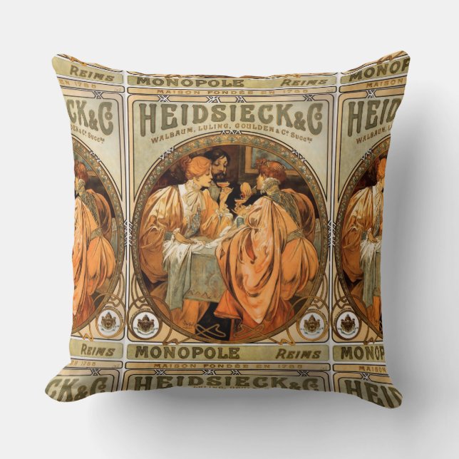 Coussin Vintage Heidsieck & Co Monopoles Reims Wine (Recto)