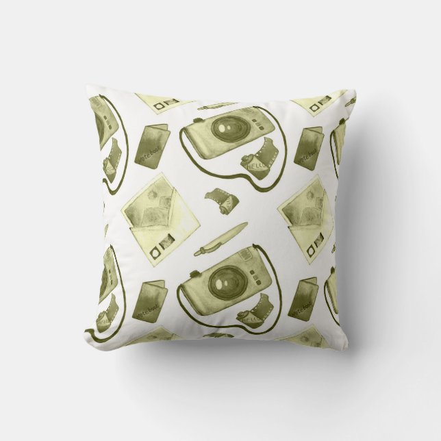 Coussin Vintage hipster sepia motif consistant  (Recto)