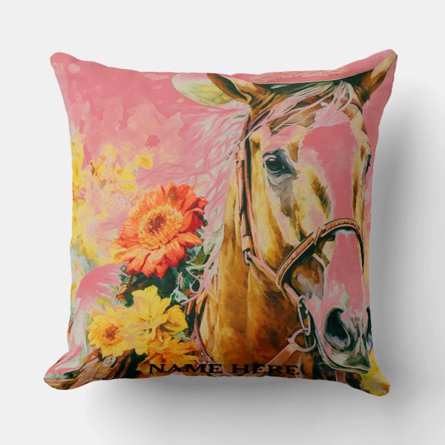 Coussin vintage horse wearing cowboy hat (Recto)
