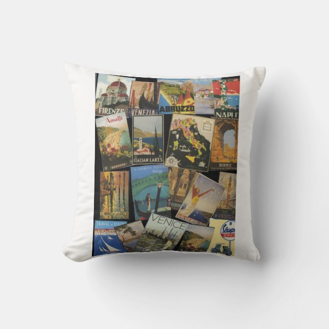 Coussin Vintage Italian Travel Posters  (Recto)