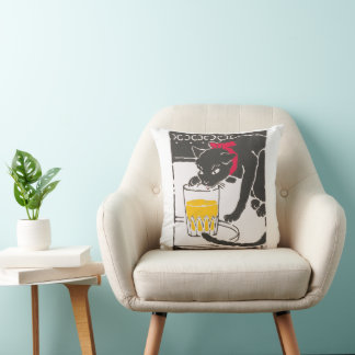 Coussin Vintage Japanese Beer Cat Art Goyo Retro