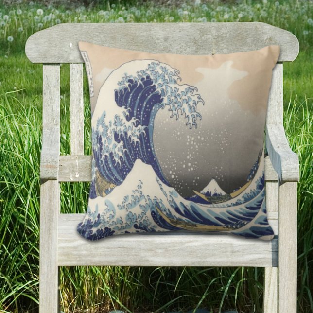 Coussin vintage japanese ukiyo e the great water (vintage japanese ukiyo e art the great wave outdoor pillow)