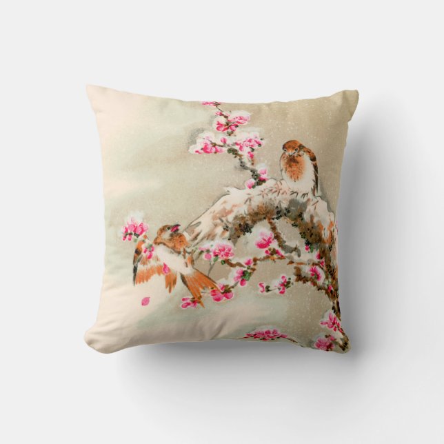 Coussin Vintage japonais sur une branche (Recto)