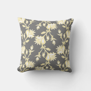 Coussin Vintage Jaune et blanc victorien motif floral