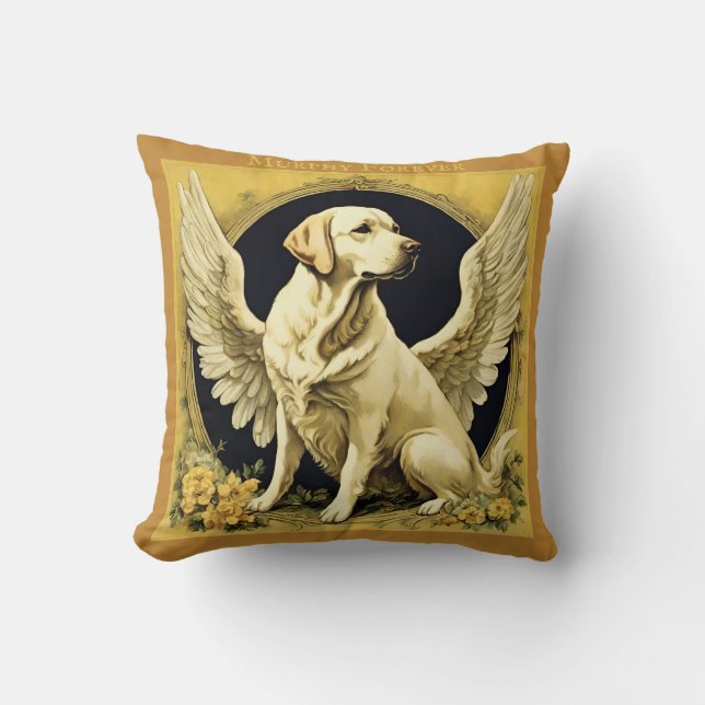 Coussin Vintage jaune Labrador Angel (Recto)