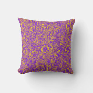 Coussin Vintage joli motif fleuri jaune violet
