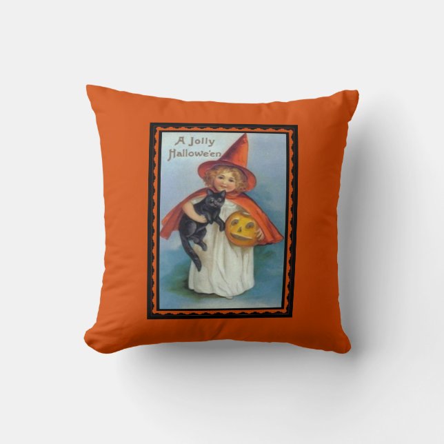 Coussin Vintage Jolly Halloween Jouer l'oreiller (Recto)