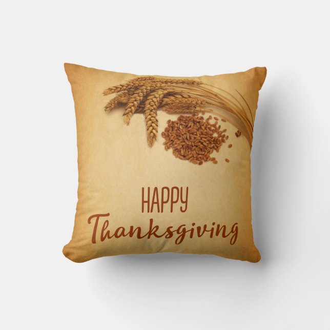 Coussin Vintage Joyeux Thanksgiving Blé Maïs (Recto)
