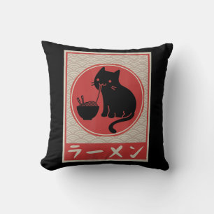 Coussin Vintage Kawaii Chat Ramen Anime Japonaise Gift Gir
