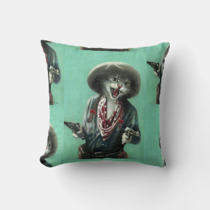 Coussin Vintage Kitten Cowgirl Cushion,