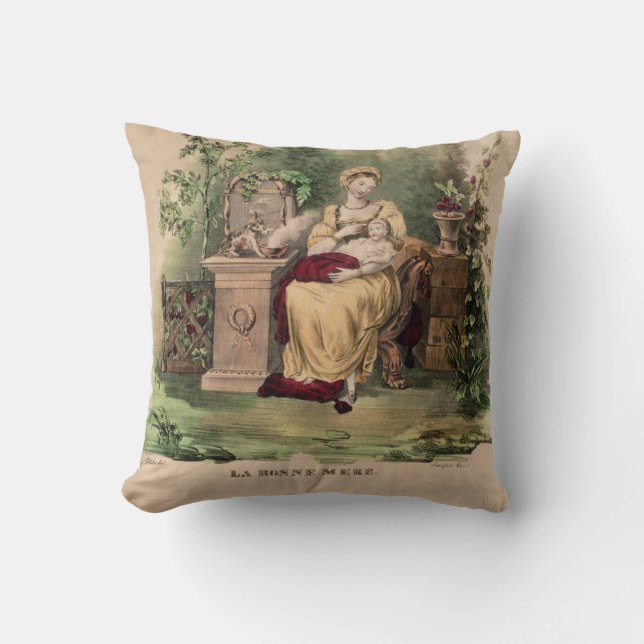 Coussin Vintage La Bonne Mère, Restauré (Recto)