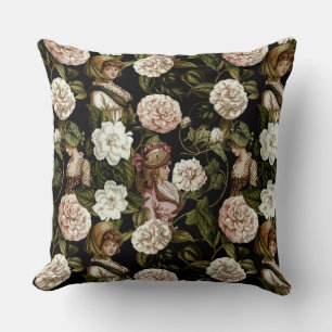 Coussin Vintage Lady Retro Fleur Botanique Motif Floral
