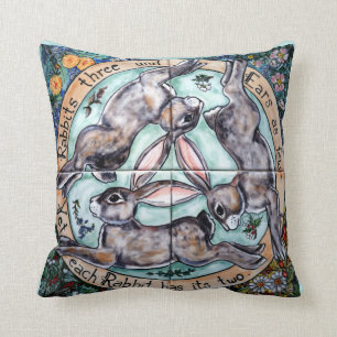 Coussin Vintage lapin de Pâques couchant lièvre trio pri