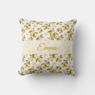 Coussin Vintage Lemon Blossom – Elegant Botanical Citrus 