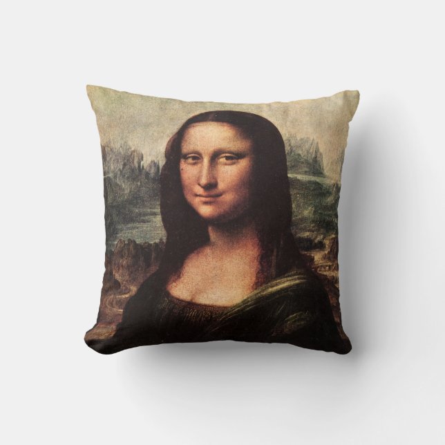 Coussin vintage Léonard de Vinci de Mona Lisa (Recto)