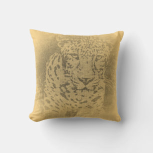 Coussin Vintage Leopard Portrait