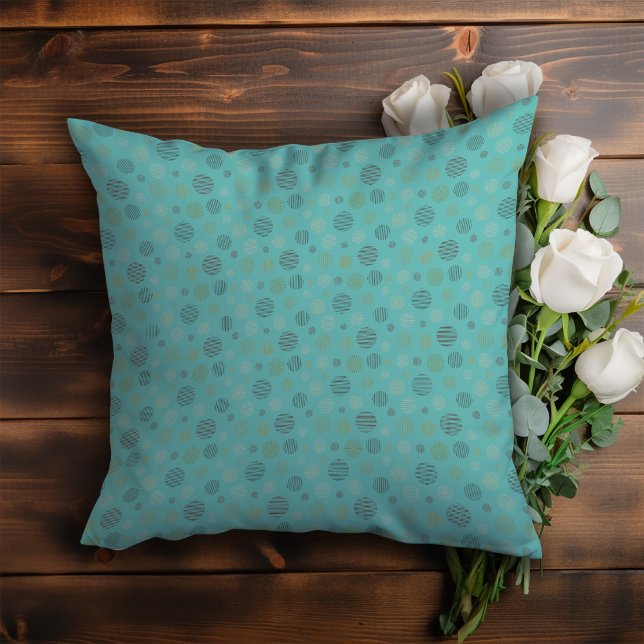 Coussin Vintage ligne de cercle géométrique motif turquois (Créateur téléchargé)