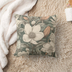 Coussin Vintage luxuriant Magnolia Floral Botanique