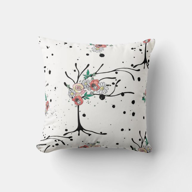 Coussin Vintage main dessinée sans faille graphique motif (Recto)