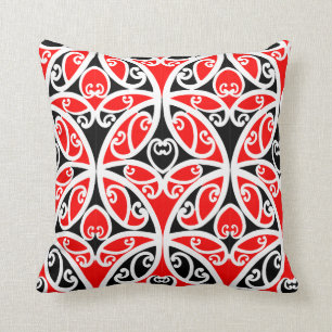 Coussin Vintage Maori Nouvelle-Zélande Motif d'art tribal