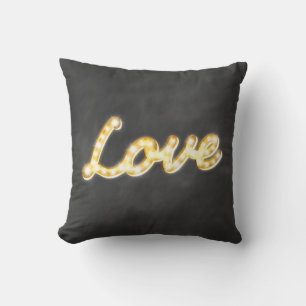 Coussin Vintage Marquee Lights Love Cushion - tableau noir