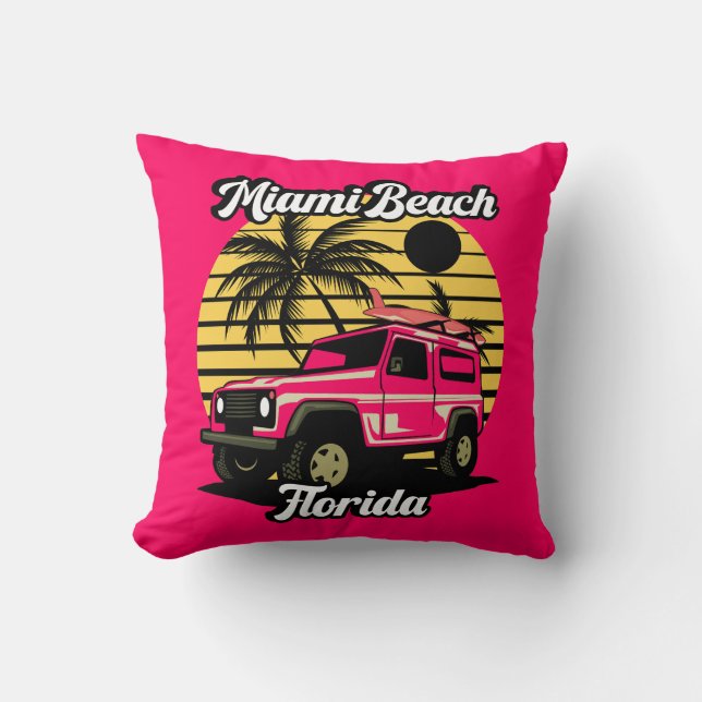 Coussin Vintage Miami Beach Floride (Recto)