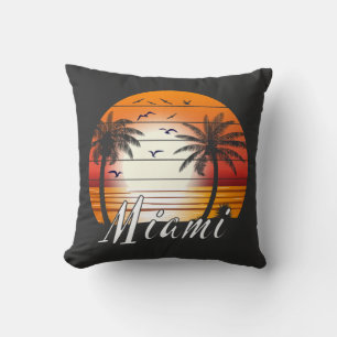 Coussin Vintage Miami Floride Palm Trees Summer Beach