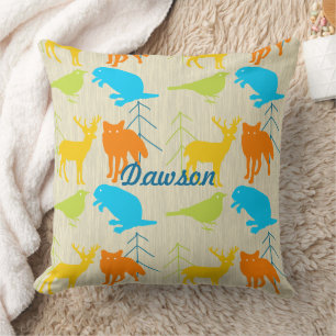 Coussin Vintage Moderne Fox et Birds Pine Tree Neon Coussi