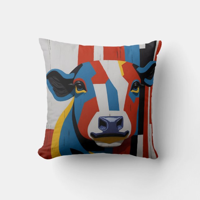 Coussin vintage mondrian animal cow  (Recto)