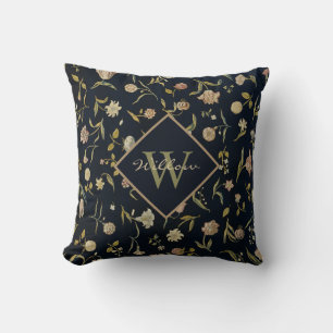 Coussin Vintage Monogramme Rustique Motif de tapis Floral
