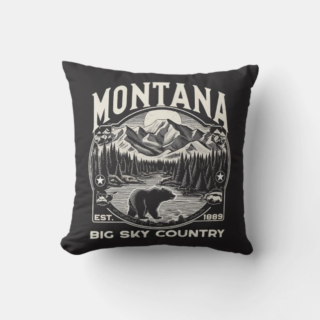 Coussin Vintage Montana Big Sky Country (Recto)
