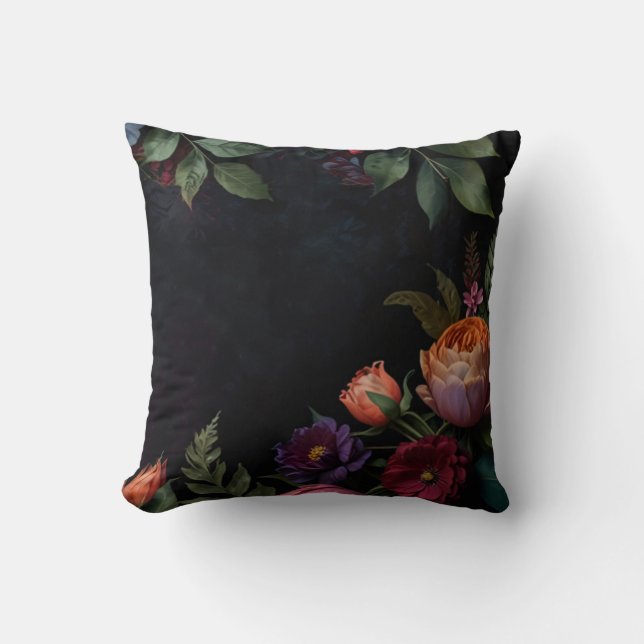 Coussin Vintage moody floral boho roses (Recto)