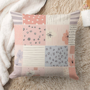 Coussin Vintage Motif de Patchwork Floral - Pastel (10)