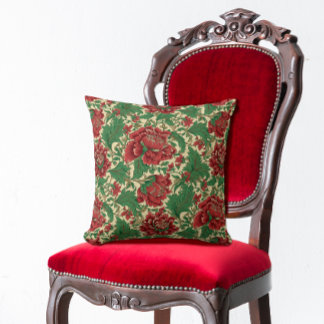 Coussin Vintage motif floral Chintz couleurs de Noël