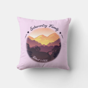 Coussin Vintage Mountain Sunset Ferme Retraite Purple