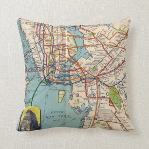 Coussin Vintage New York Meway Map Thawlow