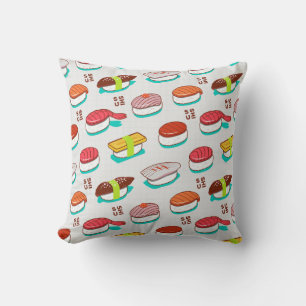 Coussin Vintage nigiri sushi, motif doodé